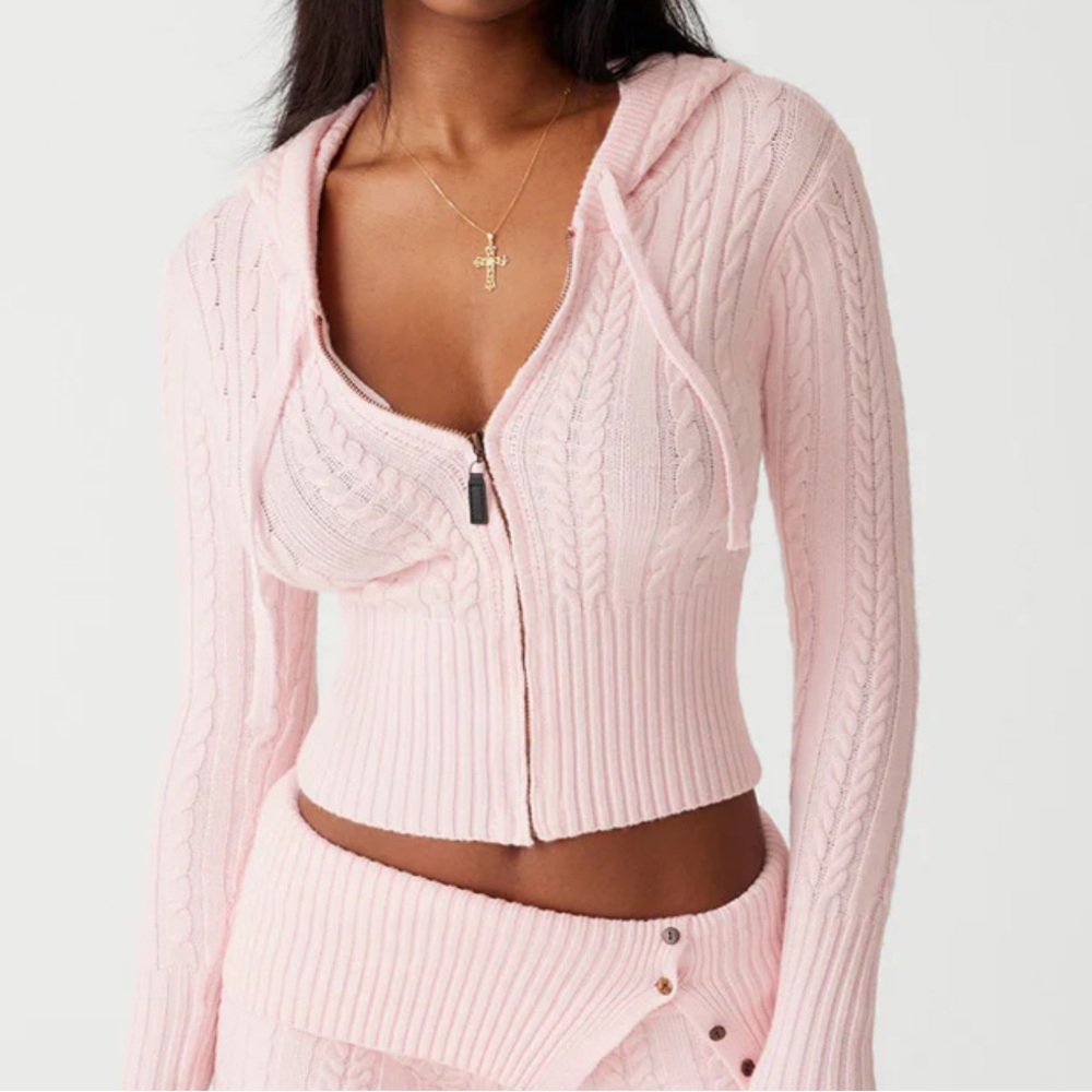 Frankies Bikinis Knit Hoodie Size M